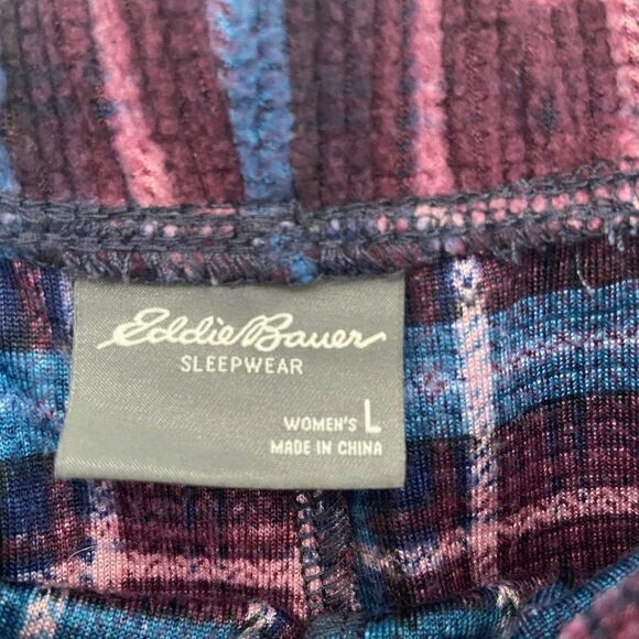 Eddie Bauer Sleepwear Plaid Womens Sleep Shorts Blue/Burgundy Large - Picture 2 of 7